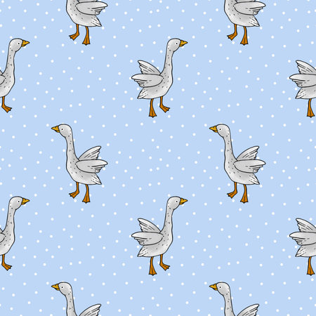Seamless pattern with a bird. Farm ducks.の写真素材