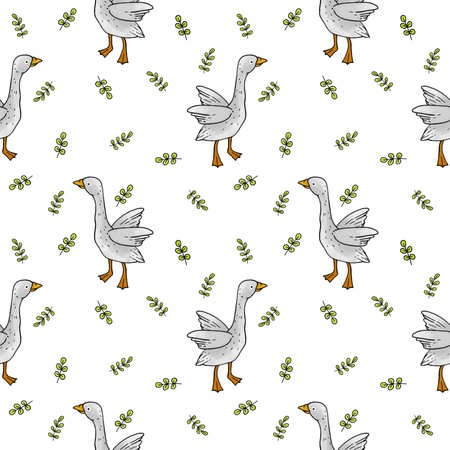 Seamless pattern with a bird. Farm ducks.の写真素材