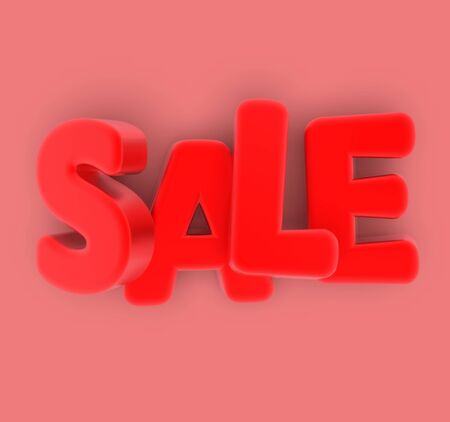 Sale. Volumetric red letters. Discount.の写真素材