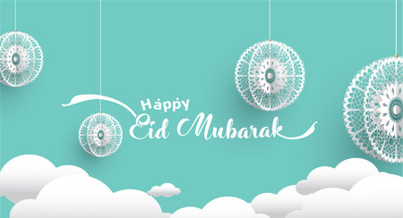 Eid Mubarak Design Background. Vector Illustration for greeting card, poster and banner.のイラスト素材
