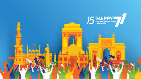 vector illustration of 15th August india Happy Independence Day. 71 years of Freedom indian
