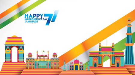 vector illustration of Famous monument of India background for 15th August Happy Independence Day....