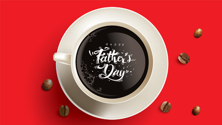 Happy Fatherâs Day greeting card, banner design with lettering, typography or Calligraphy in three-dimensional styleのイラスト素材