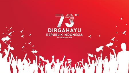 17 August. Indonesia Happy Independence Day greeting card, banner, and texture background logoのイラスト素材
