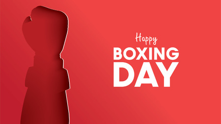 Boxing day vector illustration.Typography combined in a shape of boxing gloves with paper art and craft styleのイラスト素材
