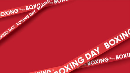 Boxing day vector illustration.Typography combined in a shape of ribbon and text with paper art and craft styleのイラスト素材