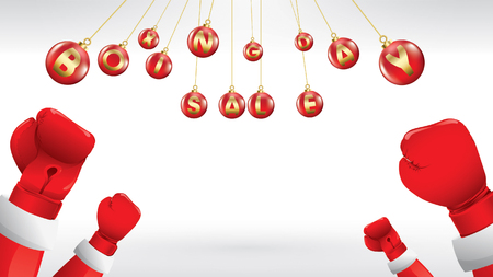 Boxing day vector illustration.Typography combined in a shape of christmas ball with boxing glovesのイラスト素材