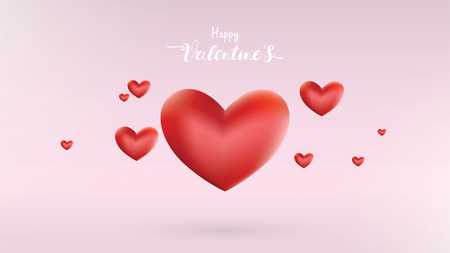 Valentines heart. Decorative love pink background with hearts and lovesのイラスト素材