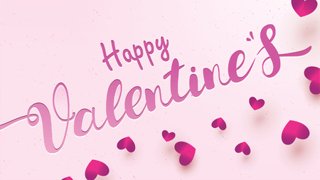Happy Valentines Day greeting card with pink and purple heart. Love background concept suitable for copy space text Wallpaper, flyers, invitation, posters, brochure, bannersのイラスト素材
