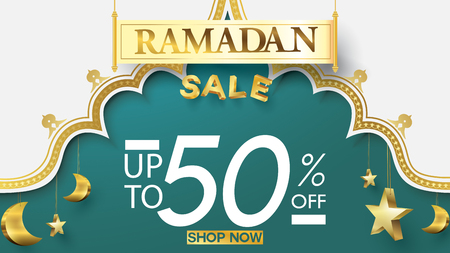 Eid Mubarak or ramadan kareem banner sale background and template. Copy space for discount tag or content promo product - Vectorのイラスト素材