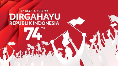 17 August. Indonesia Happy Independence Day greeting card, banner, and texture background logo. -...