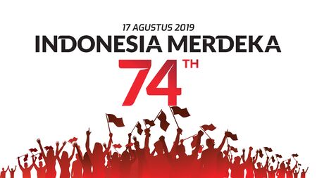 17 August. Indonesia Happy Independence Day greeting card, banner, and texture background logo. -...