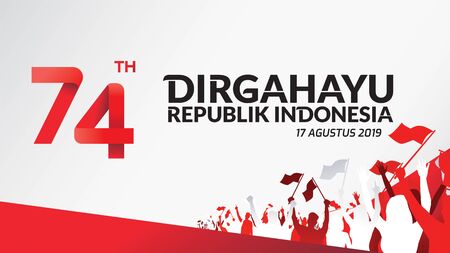 17 August. Indonesia Happy Independence Day greeting card, banner, and texture background logo. - Vectorのイラスト素材