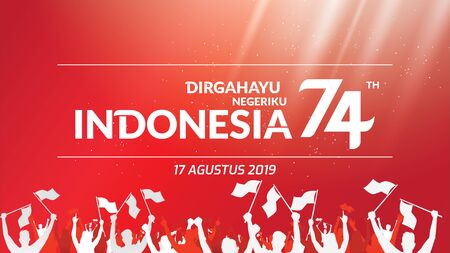 17 August. Indonesia Happy Independence Day greeting card, banner, and texture background logo. - Vectorのイラスト素材