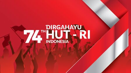 17 August. Indonesia Happy Independence Day greeting card, banner, and texture background logo. - Vectorのイラスト素材