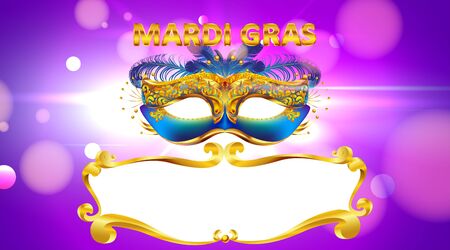 Mardi gras carnival mask poster background with copy space for text. Bokeh effect for celebration greeting card, banner, flyer. - Vectorのイラスト素材