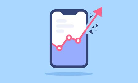 Mobile app store search optimization concept with metrics growthのイラスト素材