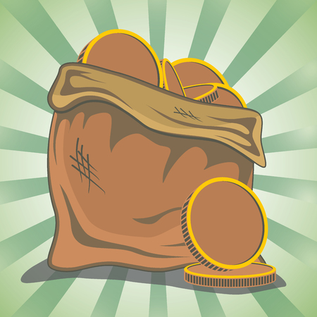 Money bag with coins, old bagのイラスト素材