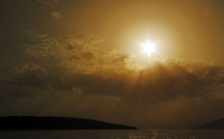 Beautiful sunset over Adriatic sea in Croatiaの写真素材