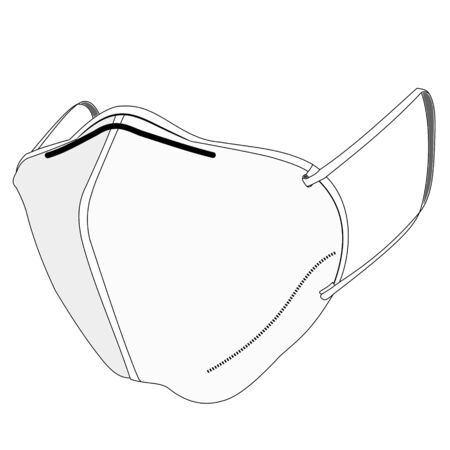 Isolated illustration of green medical mask against Covid19 and other virusesのイラスト素材