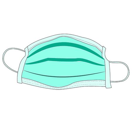 Isolated illustration of green medical mask against Covid19 and other virusesのイラスト素材
