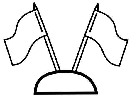 Two white flags illustration standing in place for table meeting or nagotiationsのイラスト素材