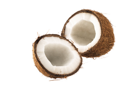 ?racked coconut fruit isolated on white backgroundの写真素材