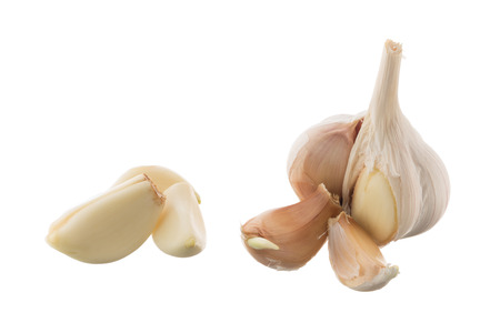 Garlic Garlic with slices isolated on white backgroundの写真素材