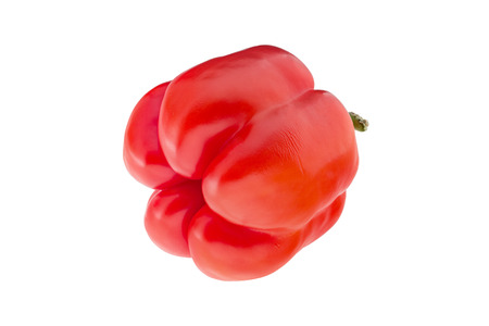 Red bell pepper isolated on white backgroundの写真素材