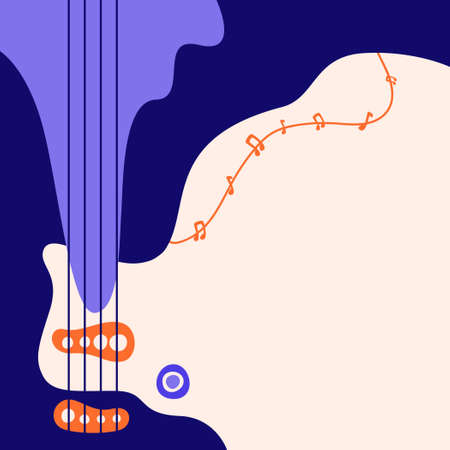 Abstract banner background with bass guitar concept.Vector guitar banner illustration from guitar...