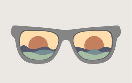 Sunglasses with summer concept.Vector illustration of summer sunglasses with trendy modern abstract shapes.のイラスト素材