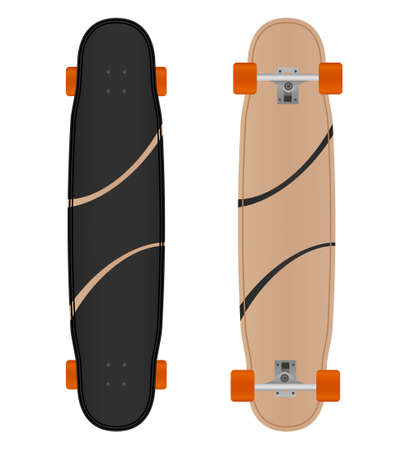 Vector boardwalking longboard isolated on white background.Longboard illustration from skateboard and longboard collection.のイラスト素材