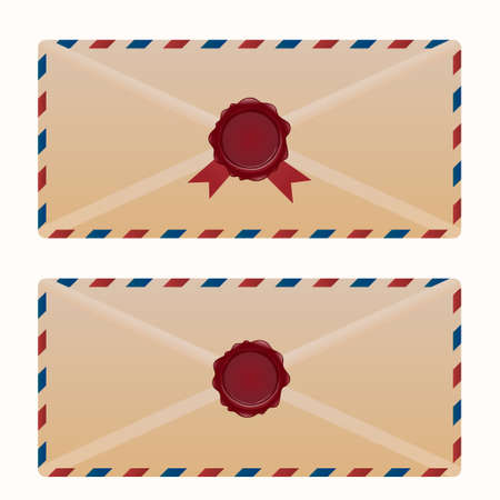 Vintage envelope with wax seal.Vector illustration of vintage mail designs.のイラスト素材