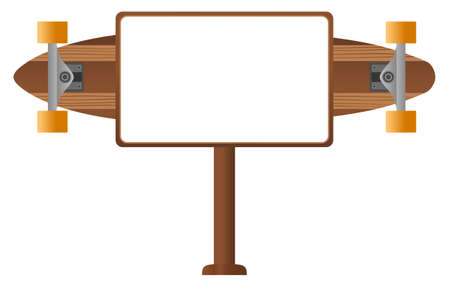 Vector wooden signboard with skateboard concept.Vector longboard sign illustration from skateboard and longboard collection.のイラスト素材