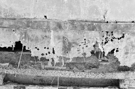 Iron plate rusted and corroded by time. Black and white image.の写真素材