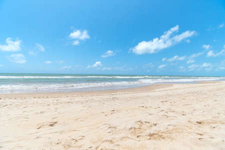 Beautiful beach of the northeastern Brazil, on a stretch with no people, just nature. Boa Viagem beach in Recife, Pernambuco state, Brazil.の写真素材