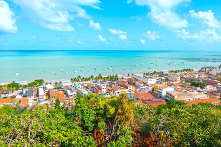 Aerial view of Maragogi, AL, Brazil. Landscape of the city and the Maragogi beach, famous tourist...