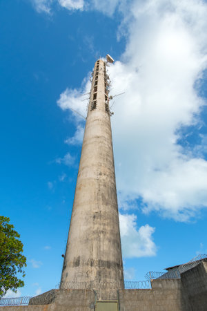 Maragogi, AL, Brazil - October 17, 2021: telecommunication tower made of concrete next to Alto do Cruzeiro belvedere.のeditorial素材