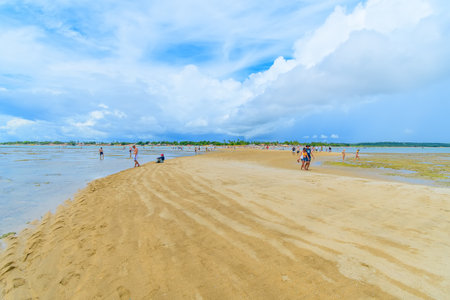 Santa Cruz Cabralia, BA, Brazil - January 08, 2023: The sand path of Coroa Vermelha beachのeditorial素材