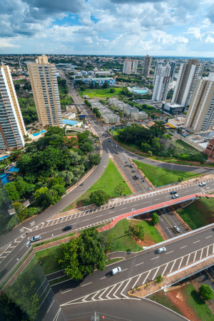 Aerial view of Ceara avenue of Campo Grande city. Campo Grande MS Brazil.の写真素材