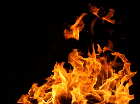 Fire flames isolated on a black background
