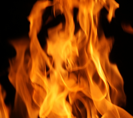 Fire flames isolated on a black backgroundの写真素材