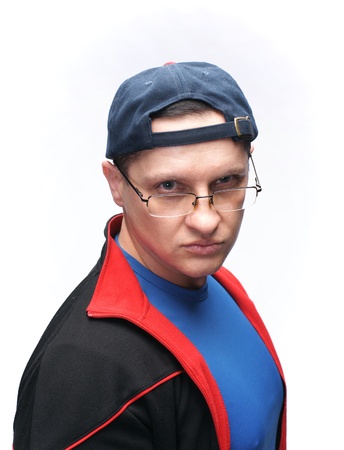 Handsome man with glasses in sportswear の写真素材