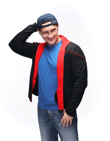 Handsome man with glasses in sportswear の写真素材