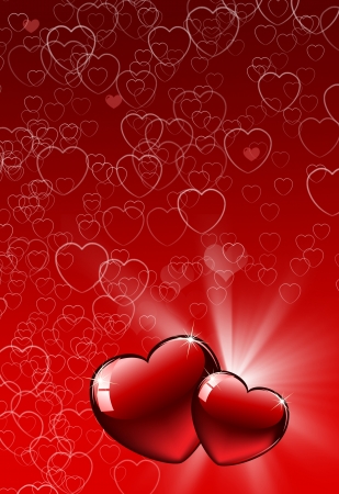 Valentine Hearts Abstract Red Background の写真素材