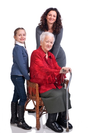 Three women generations on a white backgroundの写真素材