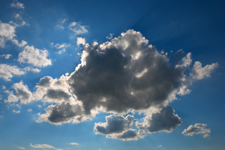 Blue sky with clouds and sun