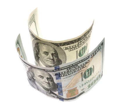 Hundred dollar bill isolated white