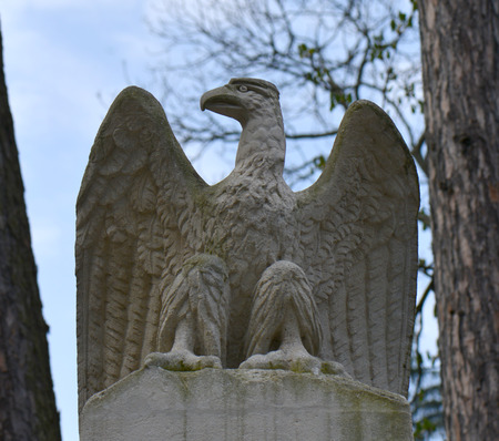 Old statue on grave in the Lychakivskyj cemetery of Lviv, Ukraine.の写真素材