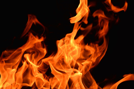 Orange fire flames on a black background